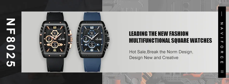 Montre Homme NAVIFORCE 2025 Militaire Sport Quartz – Étanche 50M Silicone Date Haute Qualité