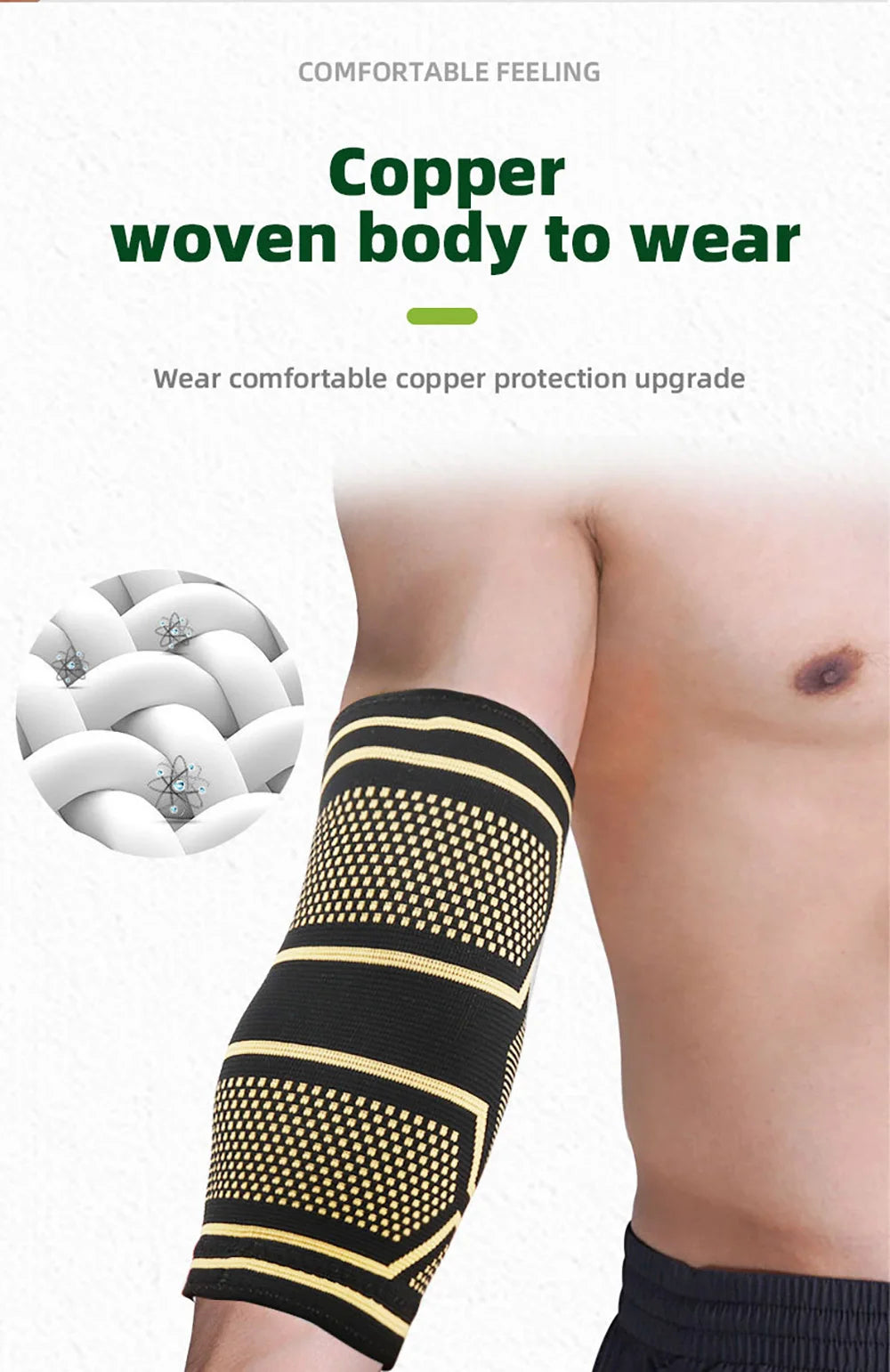 1pcs Fitness Copper Elbow Brace Compression Support Sleeve for Tendonitis Tennis Elbow Relief Reduce Joint Pain For Women Men