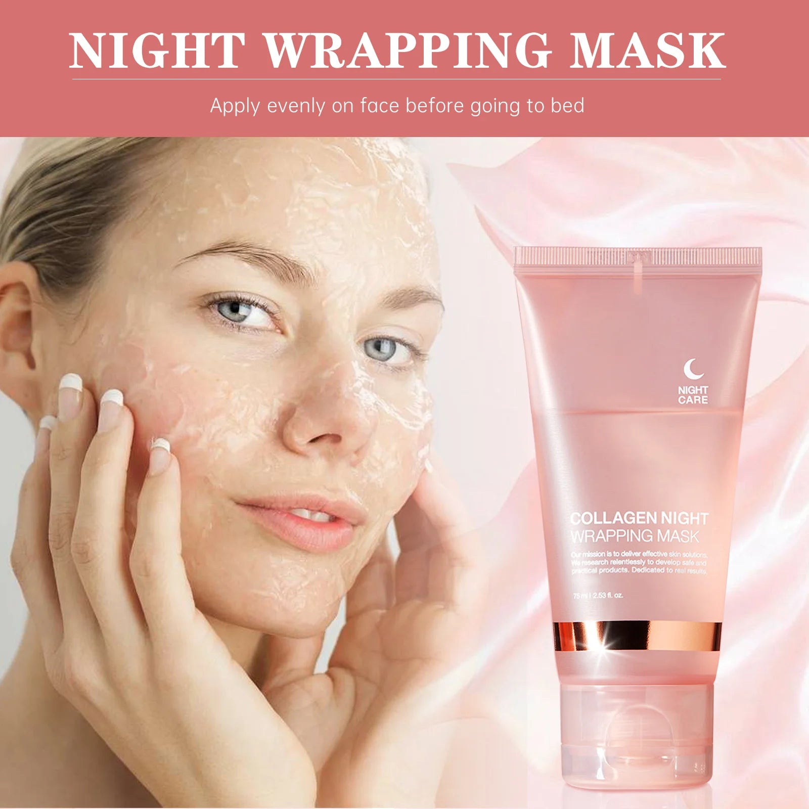 Masque Nuit au Collagène Hydrolysé 75ml – Fermeté, Hydratation & Éclat | Anti-Relâchement & Teint Terne