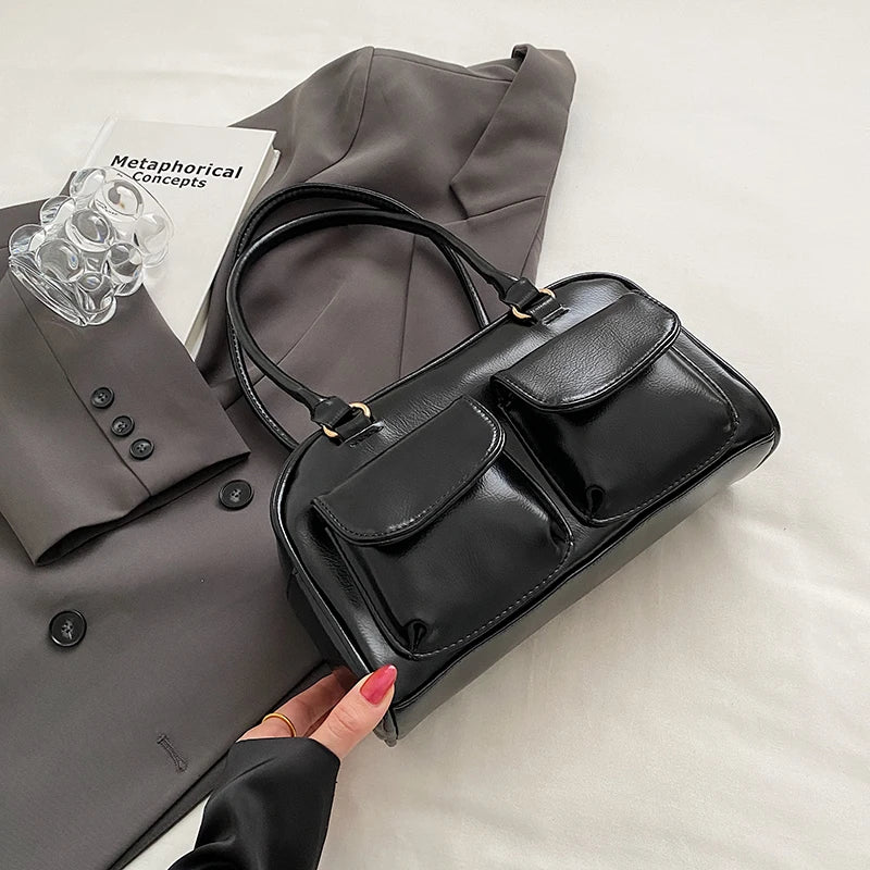 Mini Sac Épaule Double Poche Femme – Sac Aisselle Tendance 2025 Designer Luxe Purse