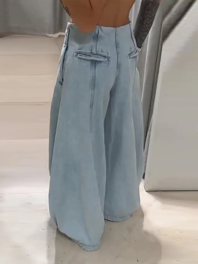 Jean Large Femme Y2K Oversize Taille Haute Baggy Jambe Large Denim – Pantalon Streetwear Chic Tendance | Mode 2025