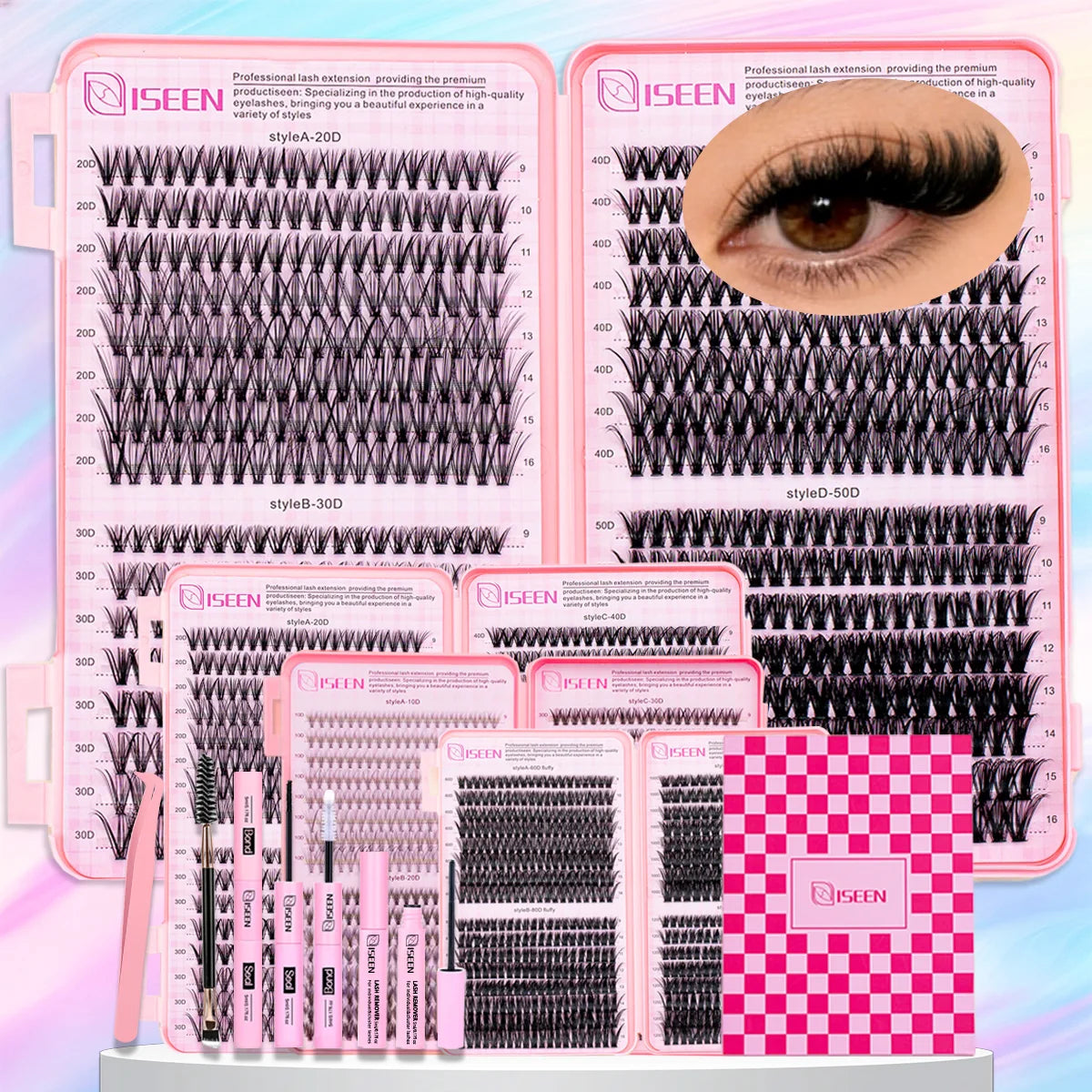 Kit Extensions Cils DIY Clusters Wispy – Colle, Scellant & Pince | Pose Maison