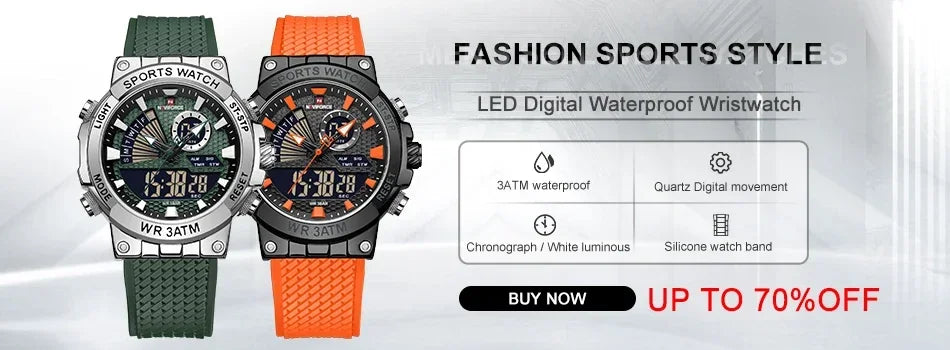 Montre Femme NAVIFORCE Sport Quartz LCD Digital – Étanche 50M Casual Fashion