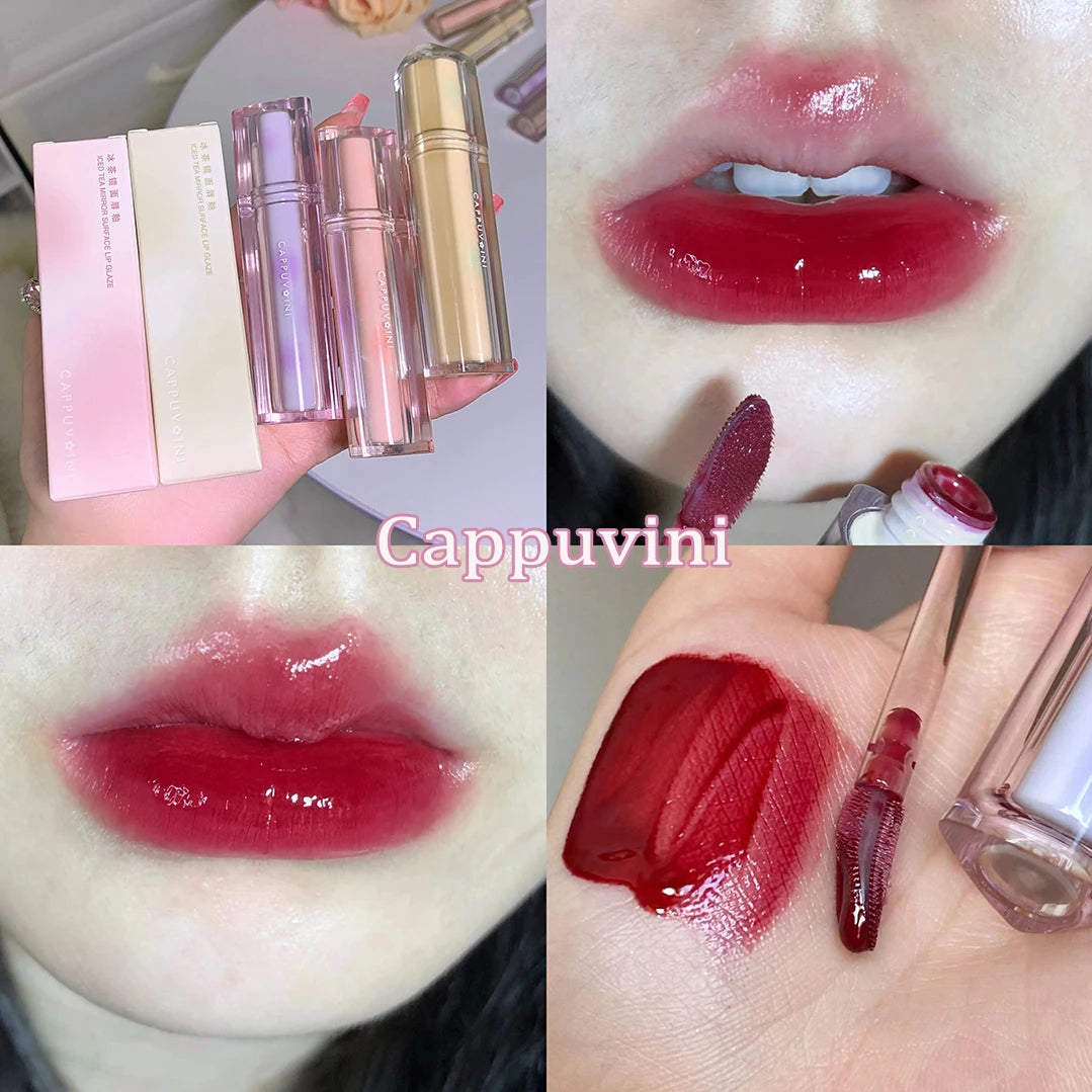 Gloss Miroir Iced Tea – Lip Glaze Jelly Transparent Waterproof | Rouge à Lèvres Liquide Effet Glacé