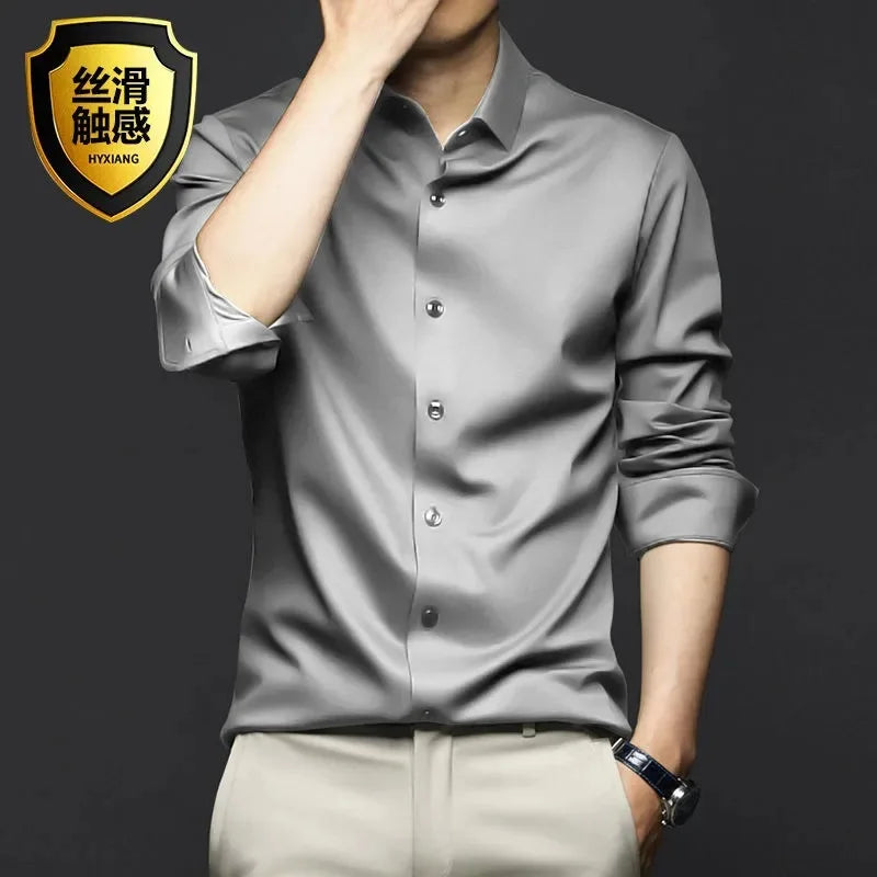 Chemise Homme Manches Longues Anti-Froissage Sans Repassage Business Dress Haut de Gamme Professionnelle Blanche S-5XL | Mode Homme Élégant Premium