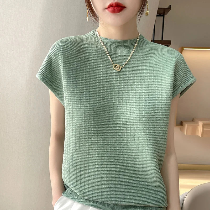 T-Shirt Femme Oversize Col Rond Uni Manches Courtes Doux Casual – Tee Mode Été Confortable | Basique Chic