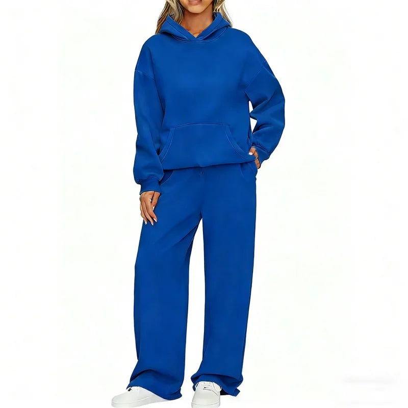Ensemble 2 Pièces Femme Sweat à Capuche + Pantalon Large Casual Ample Confortable – Jogging Sport | Automne Hiver