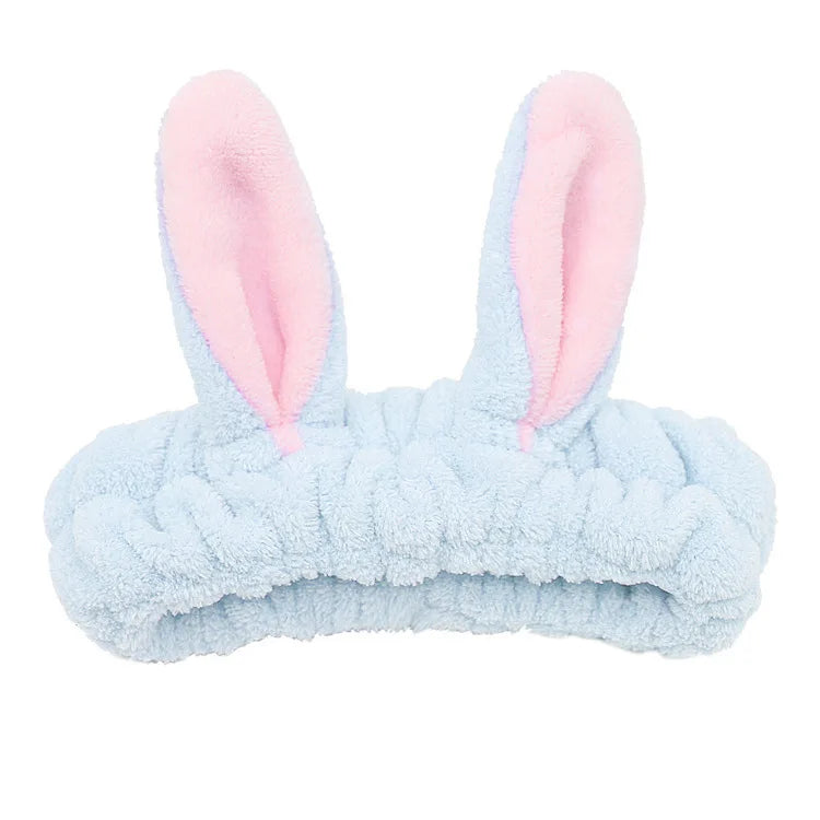Bandeau Maquillage Oreilles de Lapin Coral Fleece – Élastique Doux | Soin Visage & Coiffure Fille