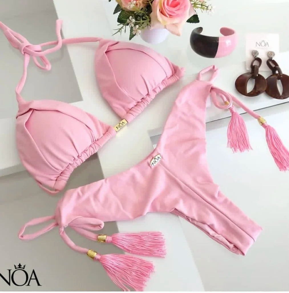 Bikini Femme Triangle Brésilien Push-Up – 13 Coloris | Maillot de Bain 2 Pièces Sexy Plage Été