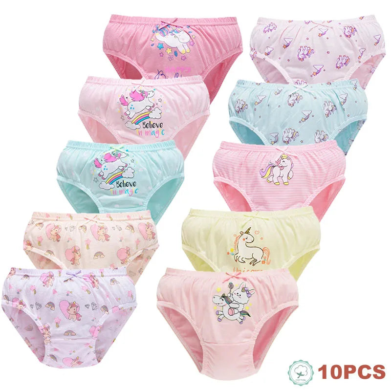 Lot 5/10 Culottes Fille Coton Licorne Arc-en-Ciel – Sous-Vêtements Cartoon Doux Respirants Préscolaire