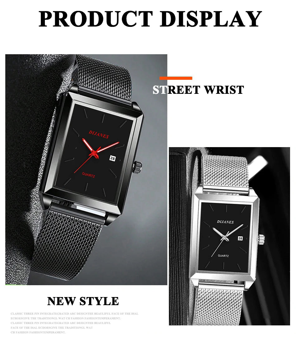 Herrenuhr Minimalistisch Ultra-Slim Quarz – Milanaise-Armband Business Casual Leicht