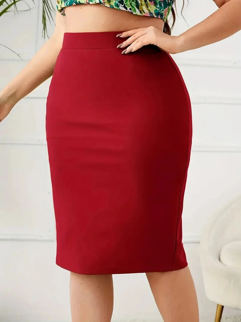 Jupe Femme Grande Taille Slim Unie Taille Haute Fendue Casual – Jupe Élégante Confortable Été Curvy | Mode Inclusive 2026
