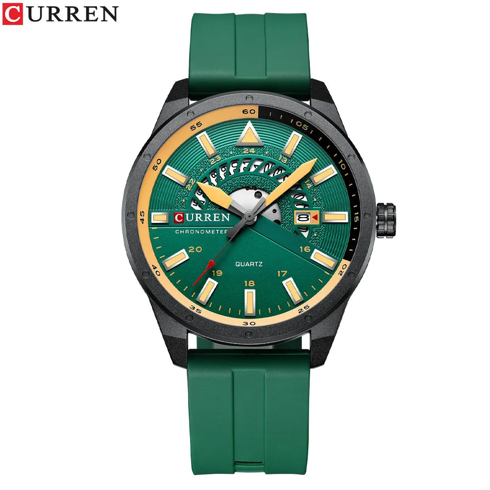 Montre Homme CURREN 8421 Quartz Fashion Calendrier Étanche Bracelet Silicone Sport Casual Business Élégante | Montre CURREN 8421 Quartz Sport Premium