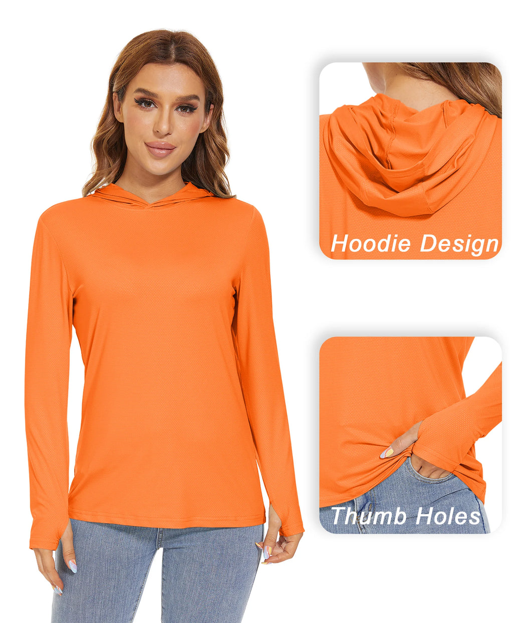 T-Shirt Anti-UV UPF 50+ À Capuche Manches Longues Femme - Pêche, Randonnée & Sport Outdoor | TACVASEN