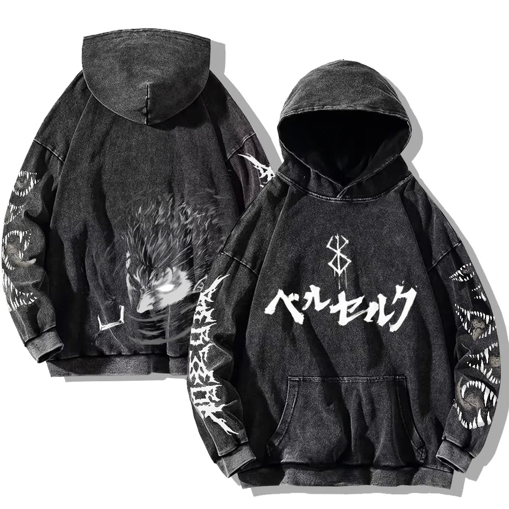 Sweat à Capuche Unisexe Gothic Vintage Washed Dents Imprimé Harajuku Rétro Manches Longues Pullover Y2K Oversized – Hoodie Dark Goth Tendance | Mode Unisexe