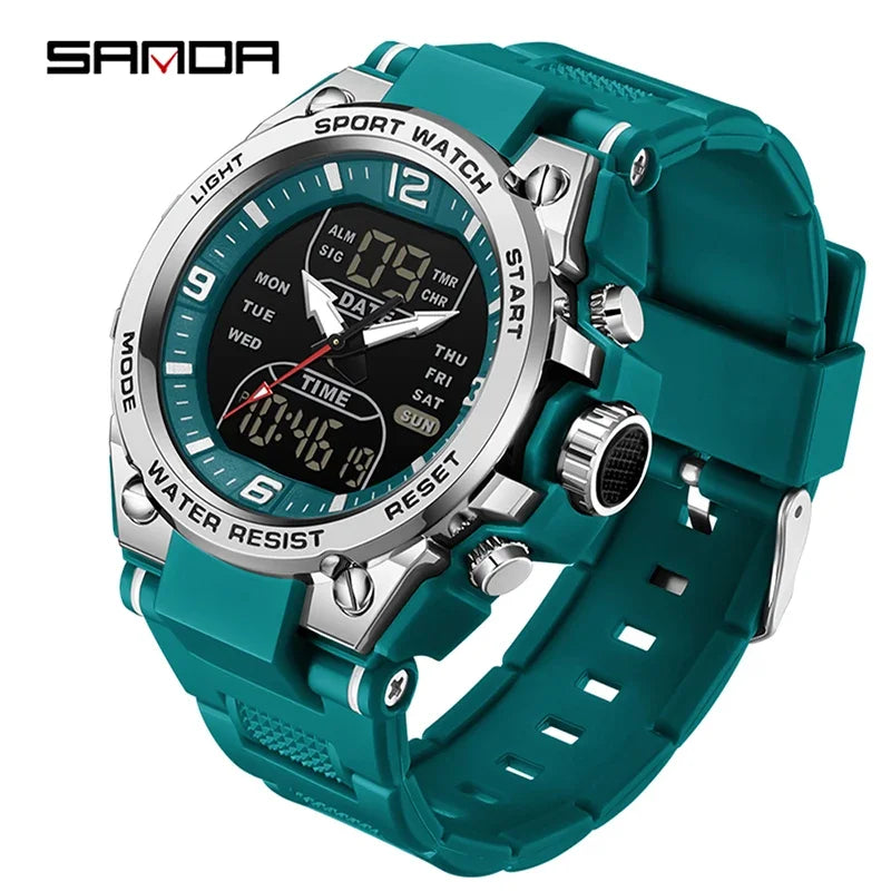 Montre Homme SANDA Militaire Tactique G-Style – LED Digital Quartz Étanche 50M Sport Luxe