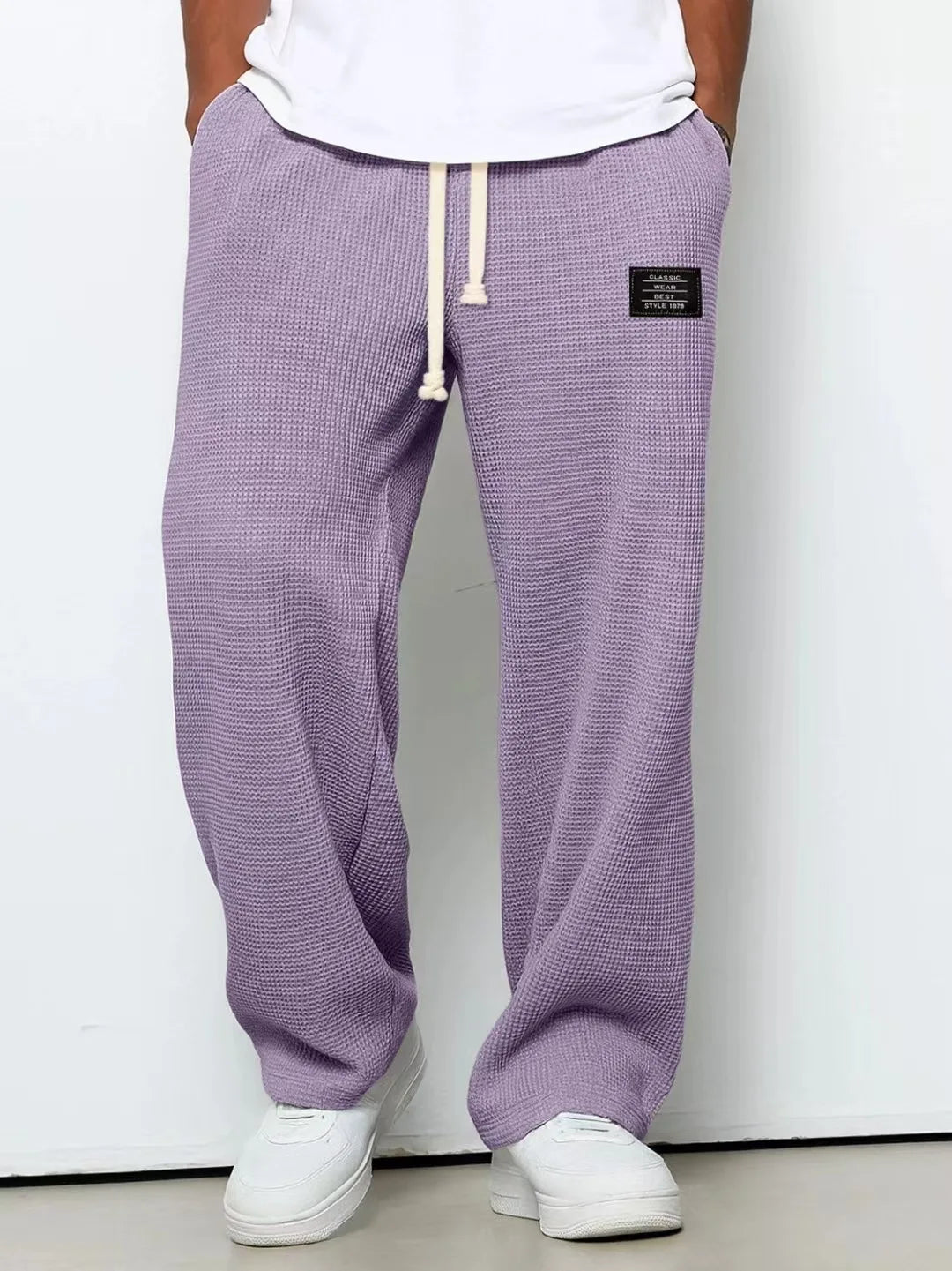 Jogging Hose Herren Waffelstoff Gerader Schnitt Loose Stretch Mikro-Rebound Sport Casual Trendy Frühling Herbst Bequem – Trainingshose Waffle Premium | Herrenmode Sport Premium