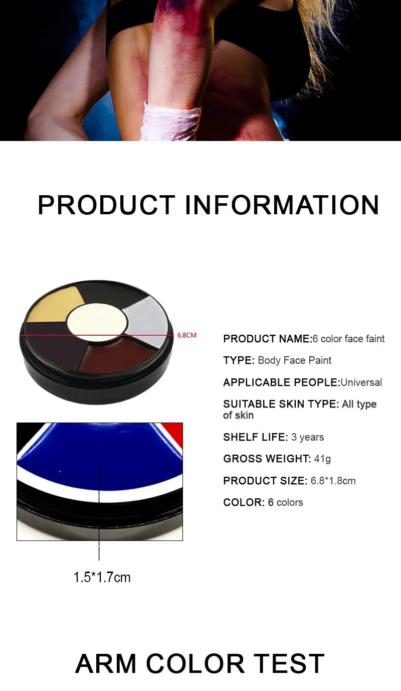 Palette Maquillage SFX 6 Couleurs Bleus & Ecchymoses – Zombie Réaliste Visage & Corps | Maquillage Halloween Costumes