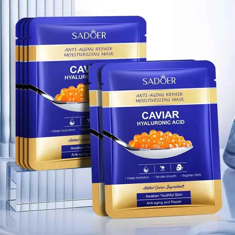 Set 5 Masques Visage Caviar & Acide Hyaluronique - Hydratation & Fermeté