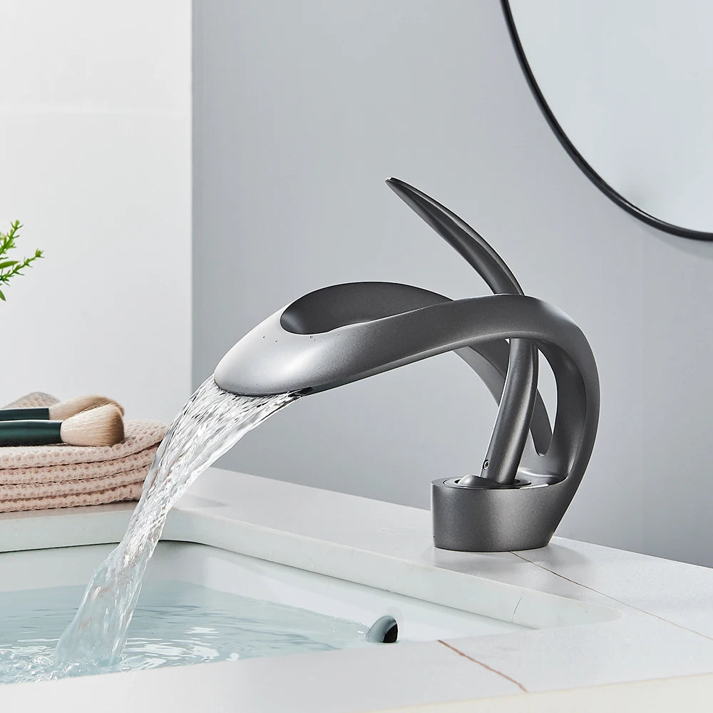 Black Brass New-Style Basin Faucet Bathroom Mixer Tap Hot Cold Water Deck Mounted Gold Luxury Sink Faucet