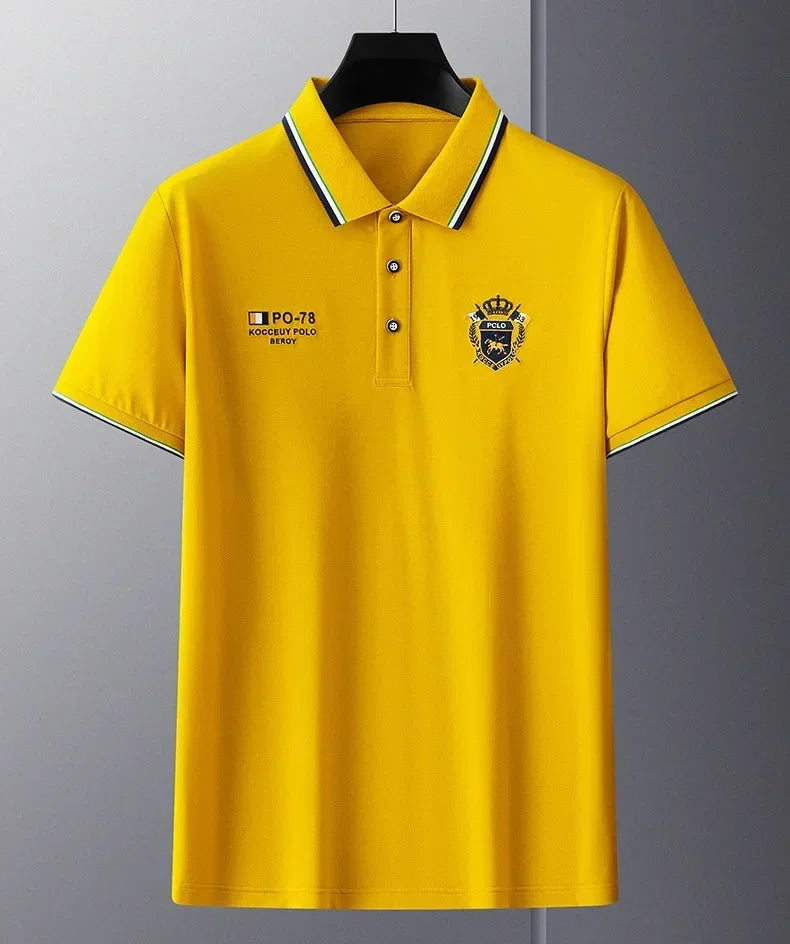 Polo Homme Manches Courtes Coton Broderie Luxe Col Revers Anti-Froissable Léger Été – Casual Élégant Premium | Mode Homme Tendance