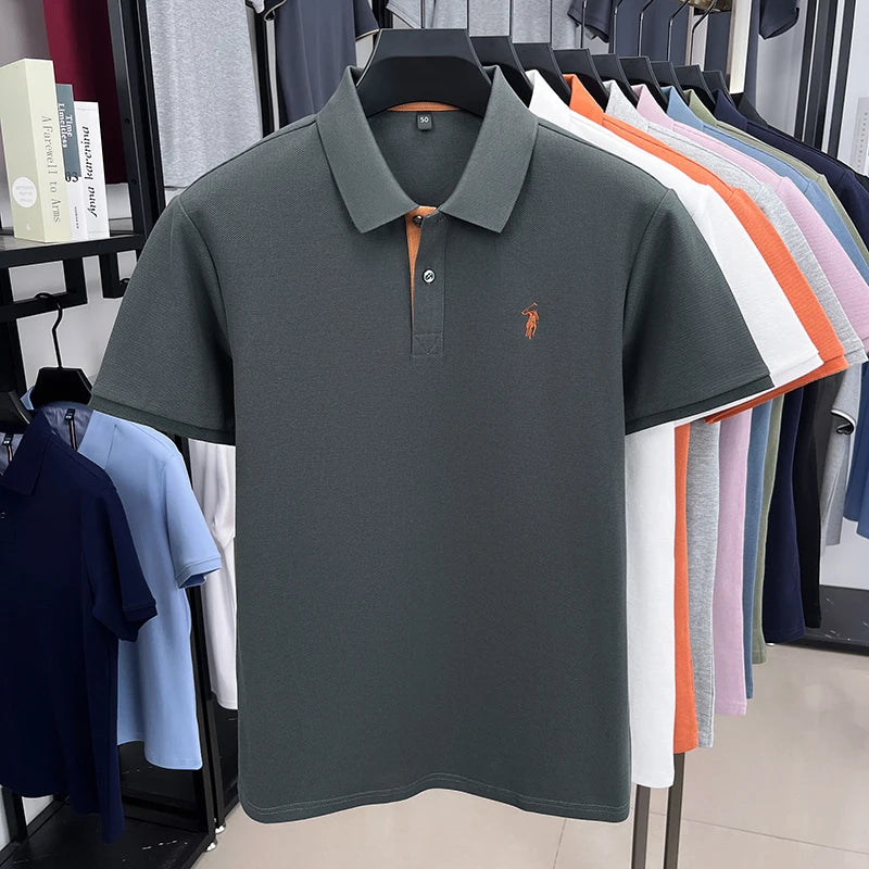 Polo Homme 100% Coton Manches Courtes Broderie Poney Élégant Golf Casual Été – Style Designer Premium | Mode Homme Luxe
