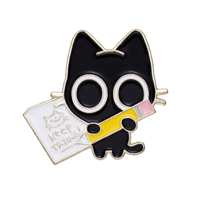 Email-Anstecker Cartoon-Tiere – Pinguin, Frosch, Hase & Katze | Metallbrosche Anstecknadel Reversnadel | Trendiger Schmuck Geschenk