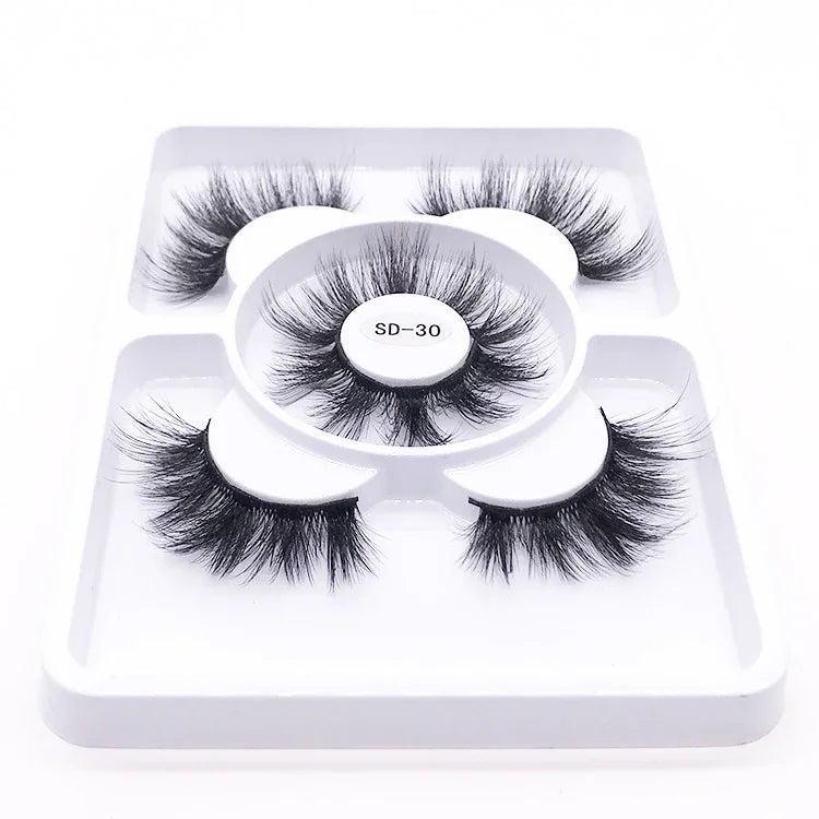 Faux Cils 3D Mink Naturels 2025 – Lot 3 Paires Longues | Extensions Cils Beauté