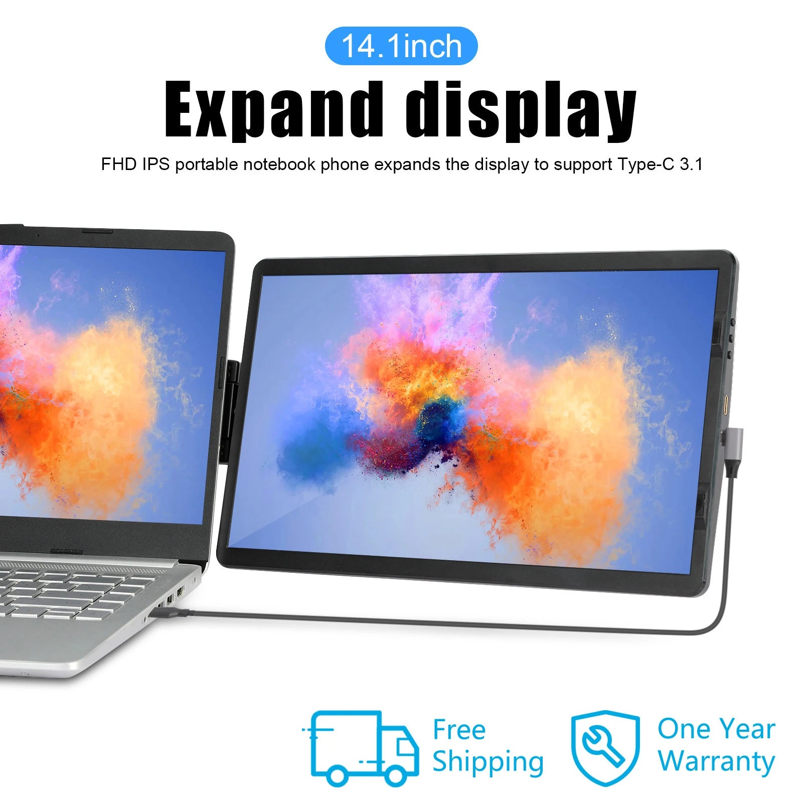 Moniteur LCD 14.6'' Pliable – Écran Conférence & Bureau Type-C | Compatible Switch, PS4/5, Gaming
