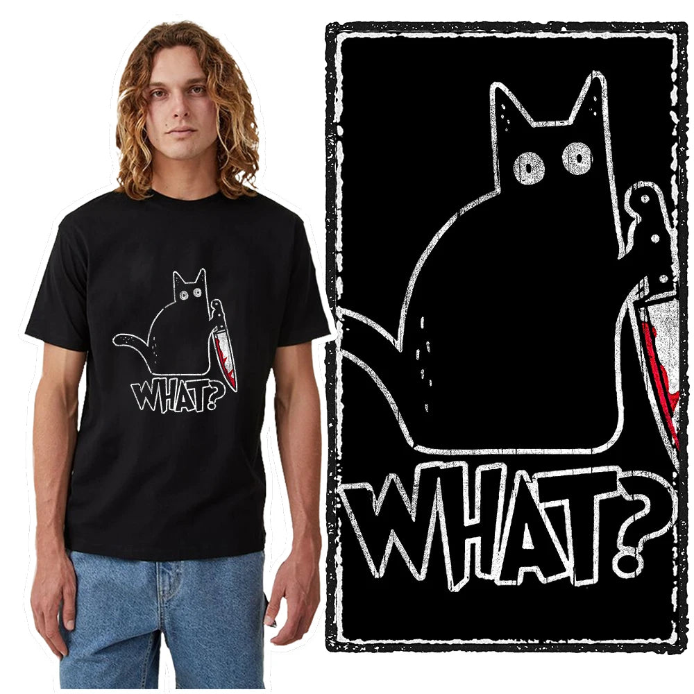 T-Shirt Homme 100% Coton Imprimé Chat Cool Loose Été Manches Courtes Col Rond Casual Tendance – Tee Graphique Félin Streetwear | Mode Homme Premium