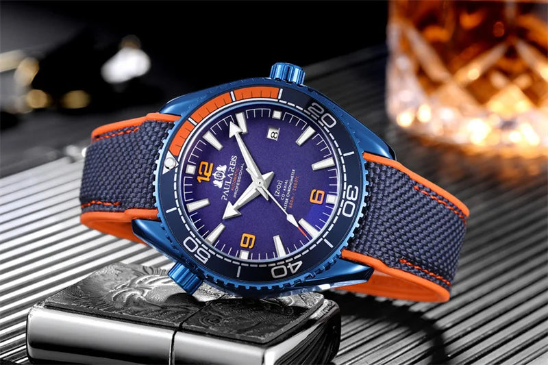 Herrenarmbanduhr Automatik Mechanisch Luxus – Gummiarmband Leuchtend Wasserdicht Kalender
