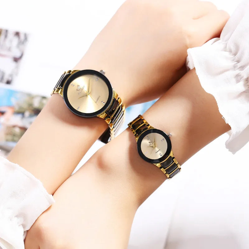 Montre Couple Luxe Acier Inoxydable – Femme & Homme Fashion Casual Idée Cadeau
