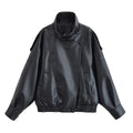 Veste Femme Asymétrique Noire Manches Longues Poches Zippée Ample – Style Mode High Street | Automne | HH