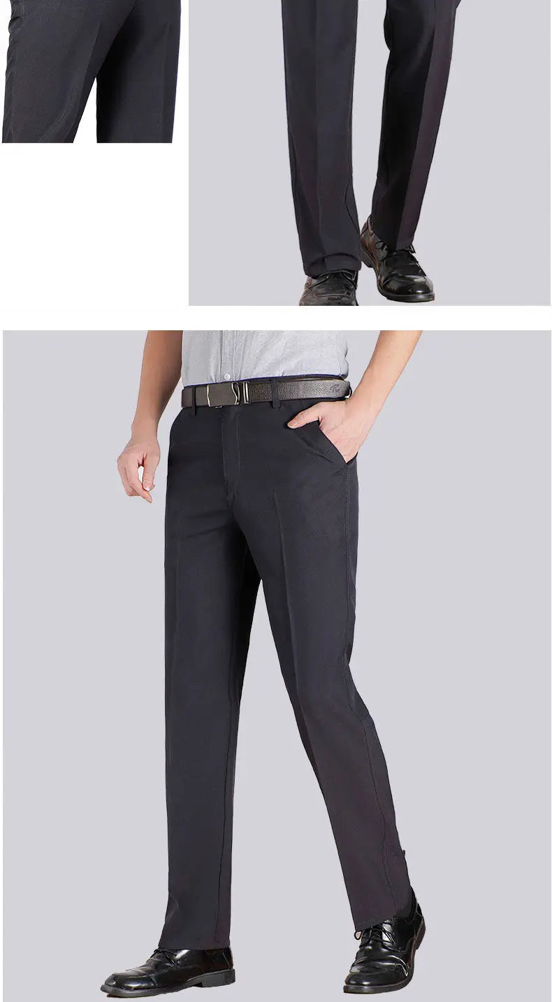 Pantalon de Costume Homme Haute Qualité Taille Haute Classique Business Casual Été Printemps Automne – Pantalon Élégant Professionnel | Mode Homme Premium