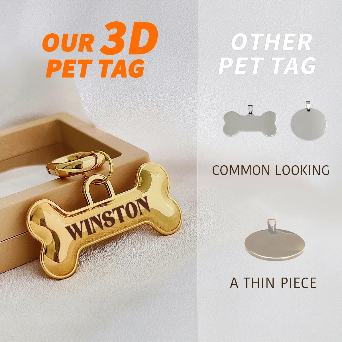 Plaque ID Personnalisée Chien & Chat Memopaw Cuivre Gravure Gratuite Anti-Perte – Médaillon Nom Collier | Accessoires Animaux