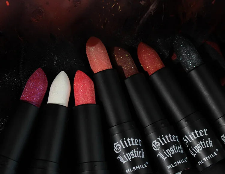 Rouge à Lèvres Glitter 7 Couleurs – Diamond Pearlescent Métallique Waterproof | Lipgloss Noir Femme