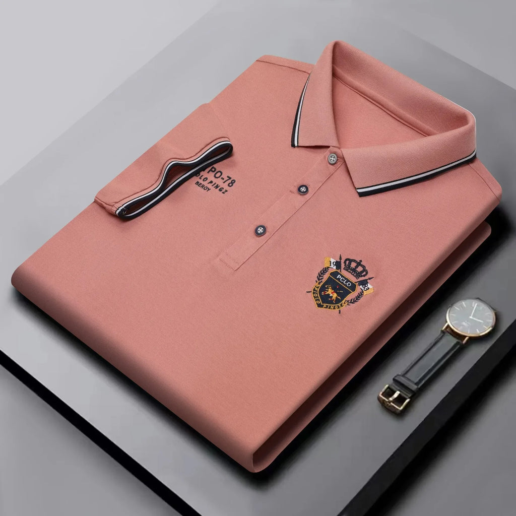 Polo Homme Manches Courtes Coton Broderie Luxe Col Revers Anti-Froissable Léger Été – Casual Élégant Premium | Mode Homme Tendance