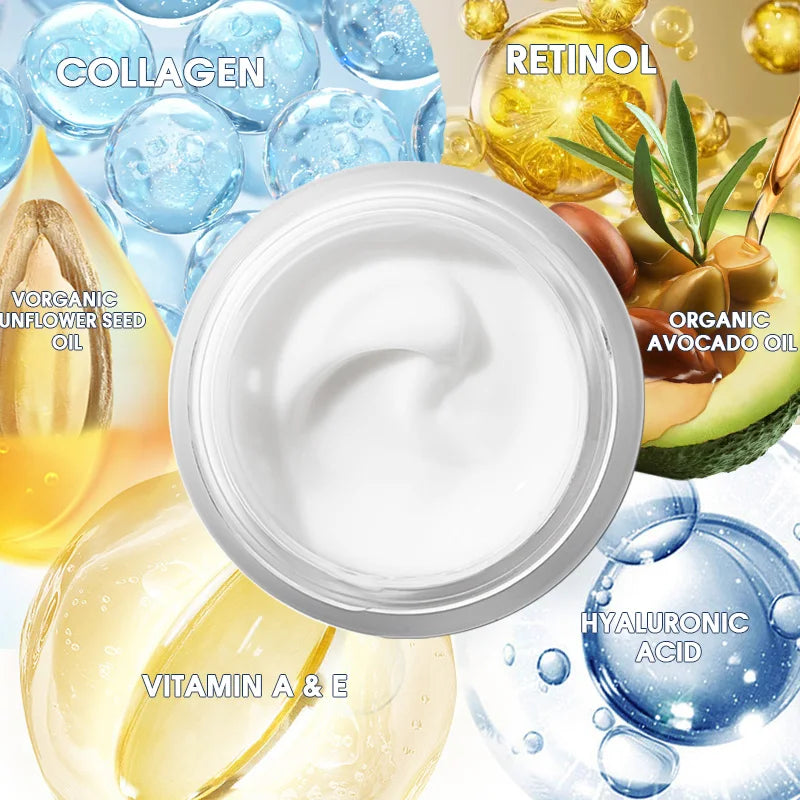Crème Visage Homme Collagène & Rétinol – Anti-Âge, Hydratante & Anti-Rides | Acide Hyaluronique | Soin Quotidien