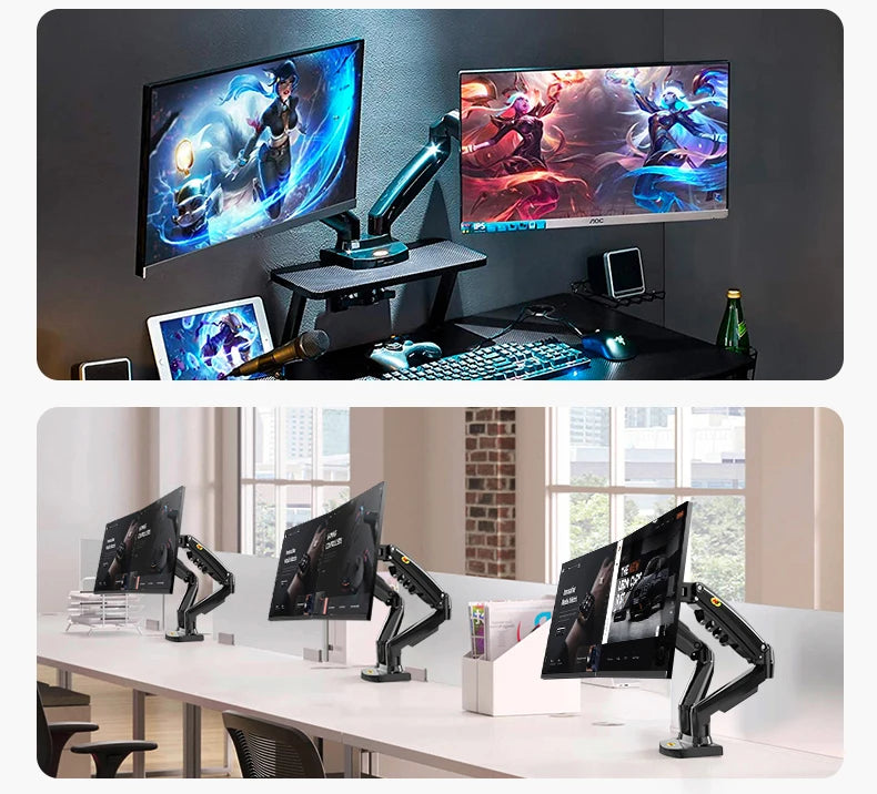 Support Double Écran NB A5C F160 – Bras Articulé à Ressort 10''-27'' | 360° Rotatif Bureau 2-9kg