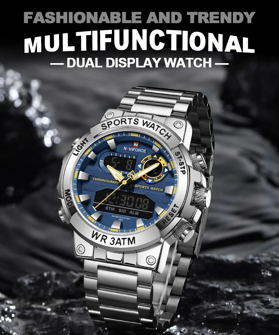 Montre Homme Militaire NAVIFORCE Double Affichage Quartz – Sport Étanche Grand Cadran