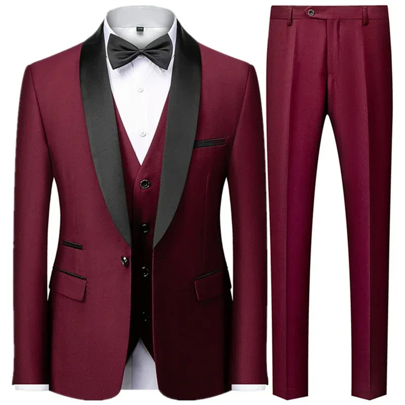 Costume Homme 3 Pièces Noir Slim Fit Blazer Veste Pantalon Gilet Grande Taille Mariage Cérémonie Soirée Automne Élégant – Ensemble Costume Premium | Mode Homme Habillé Premium
