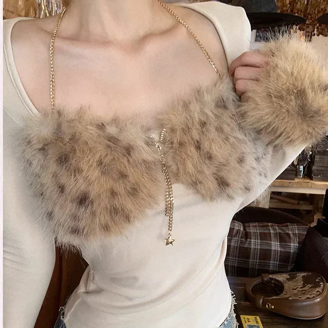 Top Femme Épaules Dénudées Tube Rétro Manches Longues Peluche Gainant Sexy – Sous-Pull Chic | Hiver