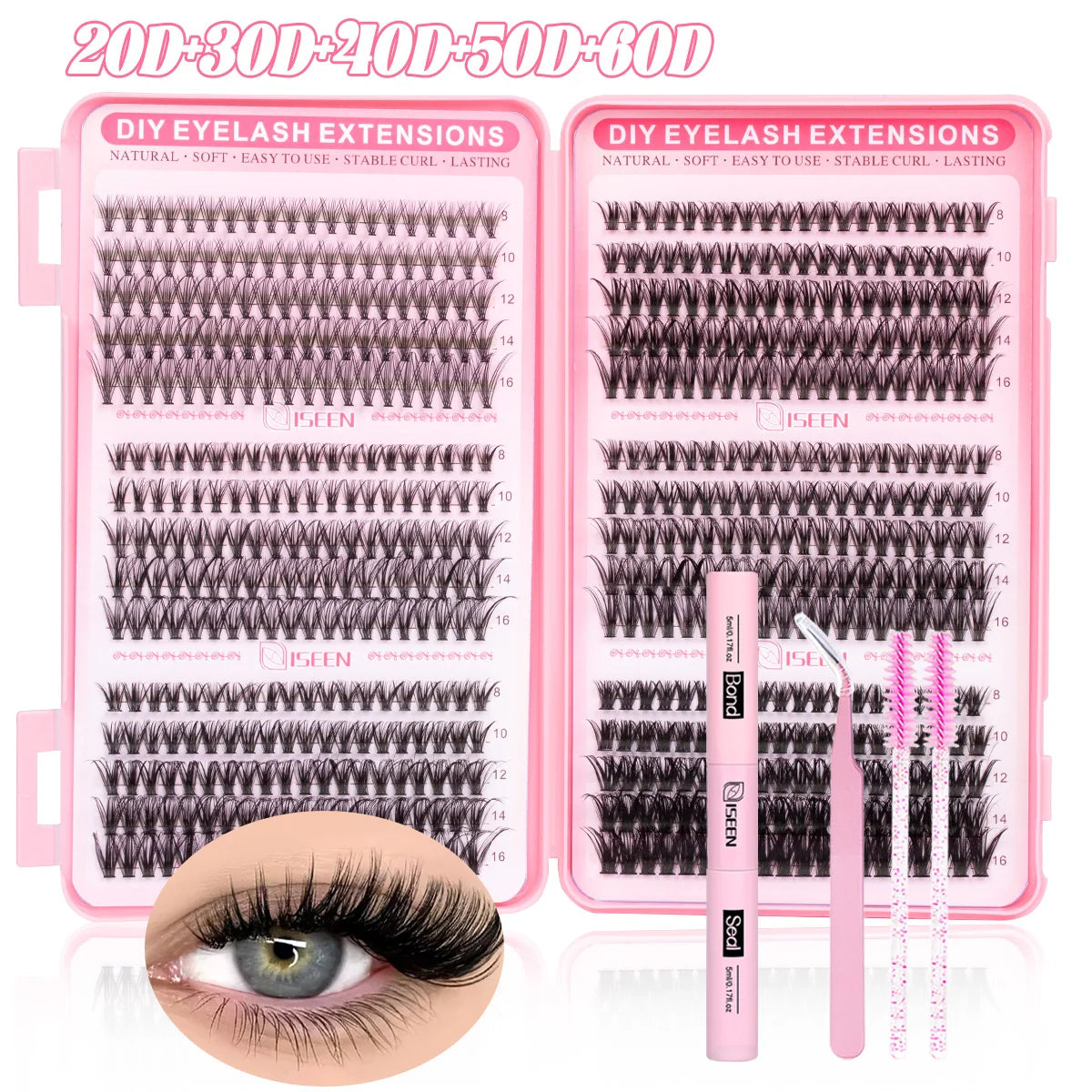 Kit Extensions Cils DIY Clusters Wispy – Colle, Scellant & Pince | Pose Maison
