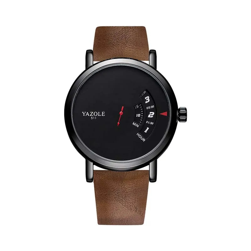Montre Homme YAZOLE Quartz Bracelet PU Casual Unique – Étanche Fashion Tendance 2025