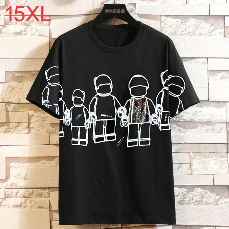 T-shirt Grande Taille 15XL Cartoon Homme – Col Rond Graphic Casual Été jusqu'à 200kg