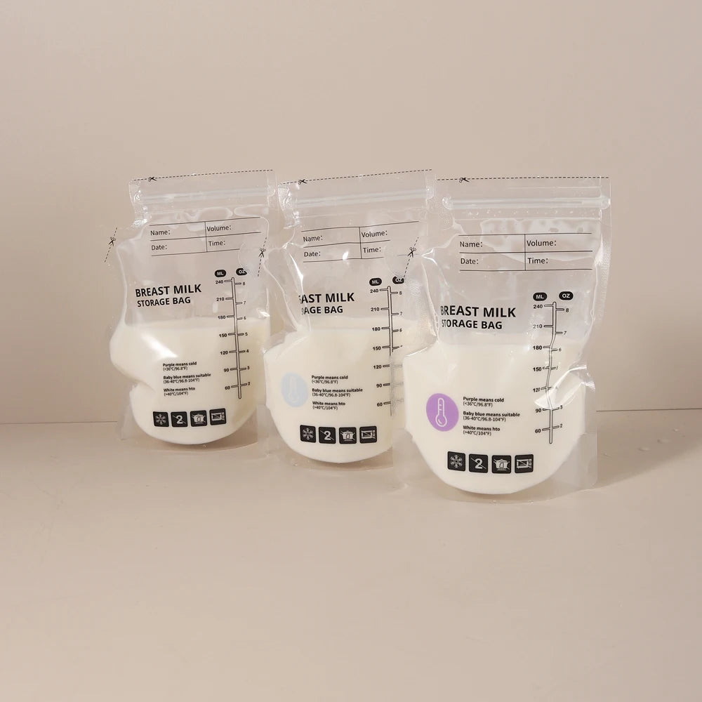 Lot 60 Poches de Conservation Lait Maternel Thermosensibles – PE Alimentaire Transparent Gradué Anti-Fuite