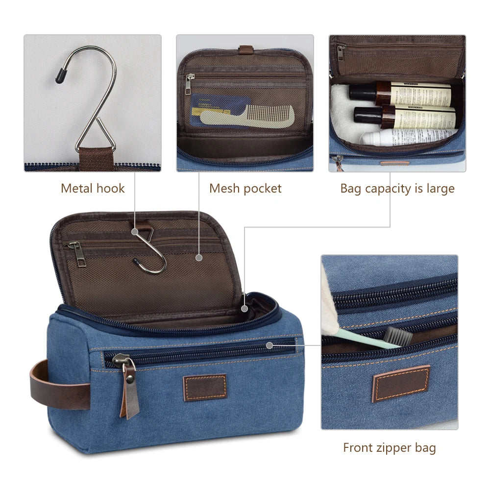 Dopp Kit Homme Voyage Canvas avec Crochet – Trousse Toilette Personnalisable | Salle de Bain