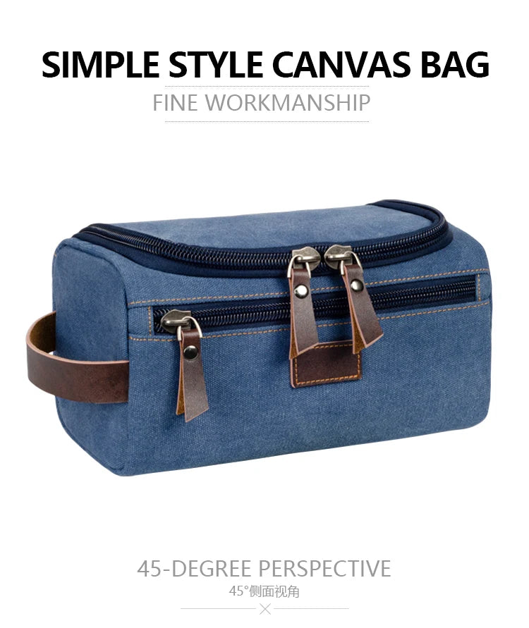 Dopp Kit Homme Voyage Canvas avec Crochet – Trousse Toilette Personnalisable | Salle de Bain