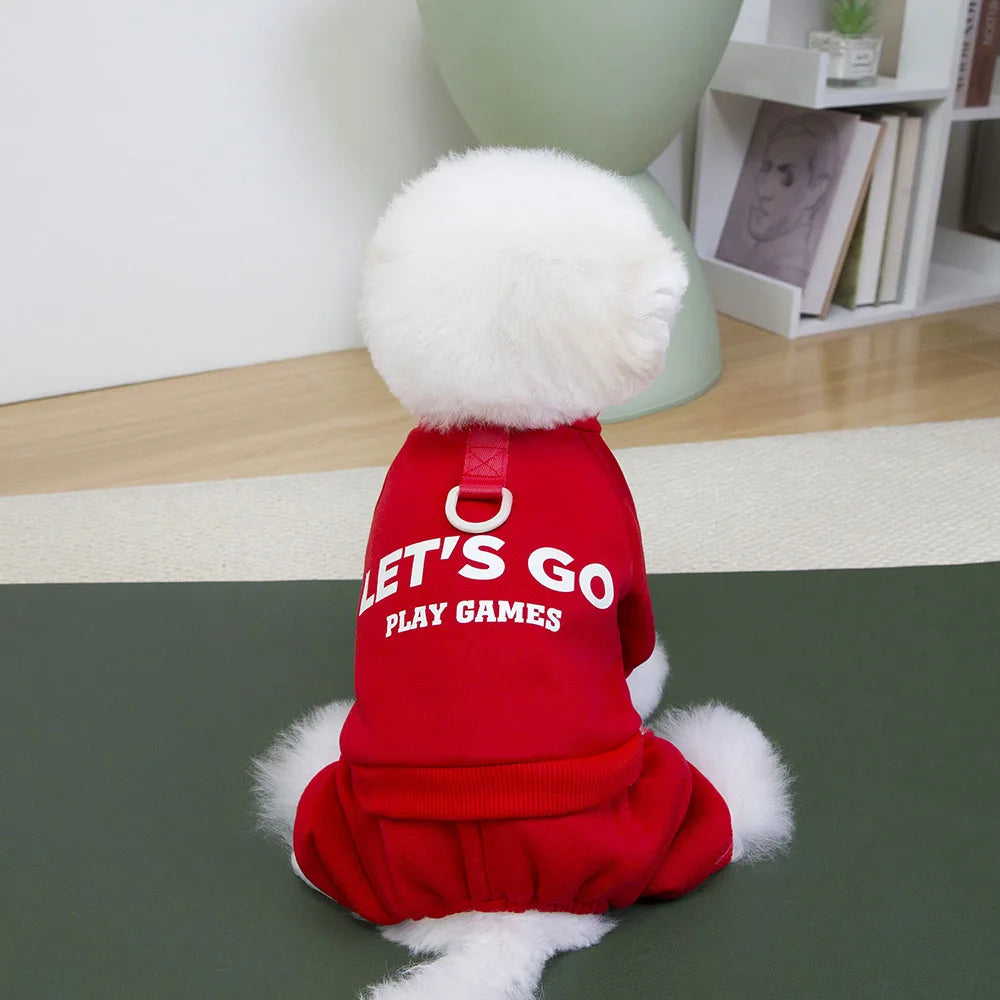 Sweat Combinaison 4 Pattes Chien Chat Hiver – Hoodie Sport Chaud Petit Chien Puppy