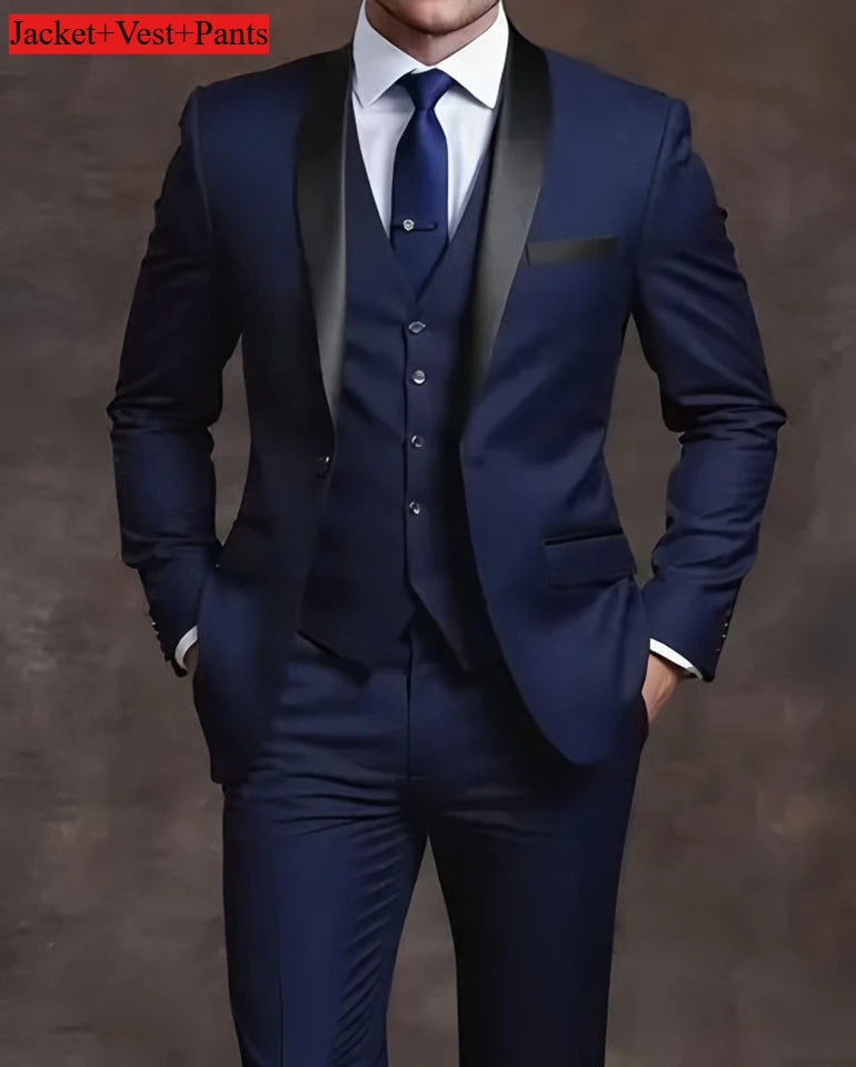 Costume Homme Slim Fit Noir – Ensemble Tuxedo Élégant Mariage & Cérémonie | Mode Homme Premium